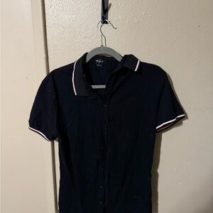 Black Polo Shirt with White Trim
